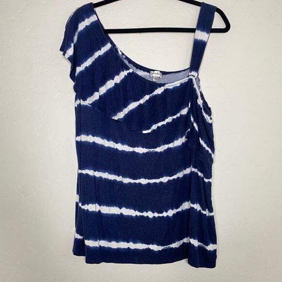 Avenue Blue and White Striped Tie Dye Blouse Size 22 - 24 - Picture 9 of 9